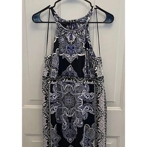 INC International Concepts‎ Black Tropical Maxi Halter Sleeveless Dress Size XL